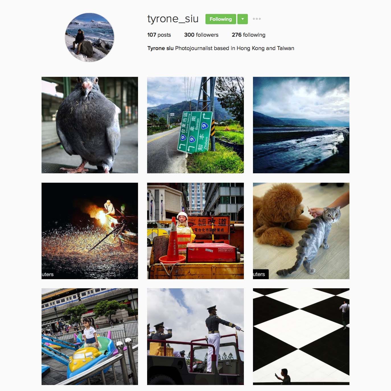Tyrone Siu(@Tyrone_Siu)，Reuters駐台灣攝影記者，常往返港台兩地拍攝。
