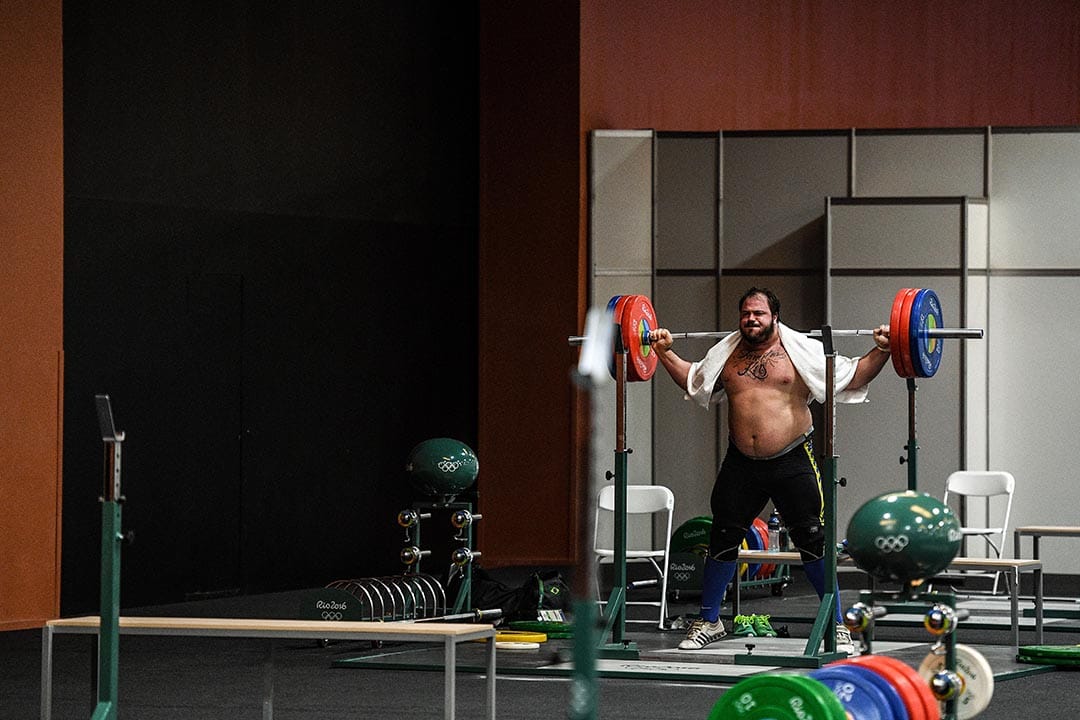 2016年7月30日，巴西舉重選手Fernando Saraiva正在練習。