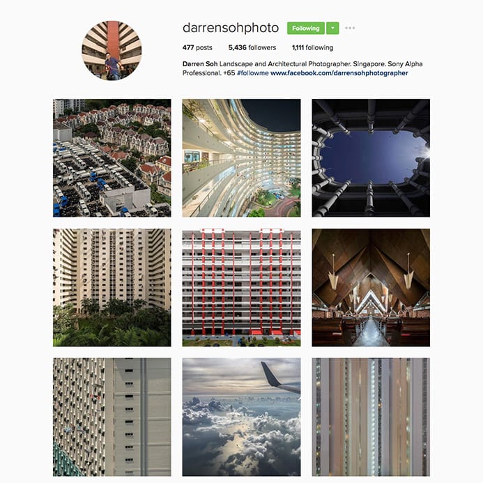 Darren Soh(@darrensohphoto)，新加坡景觀和建築攝影師，他的作品獲得許多國際獎項，甚至被新加坡博物館和世界各地蒐藏家蒐藏。