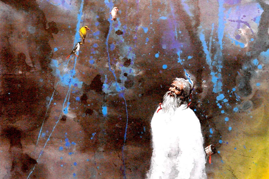 郑问的作品〈孔子〉截图，作品收录于《郑问画集 Chen Uen Works in Color 1990-1998》中。