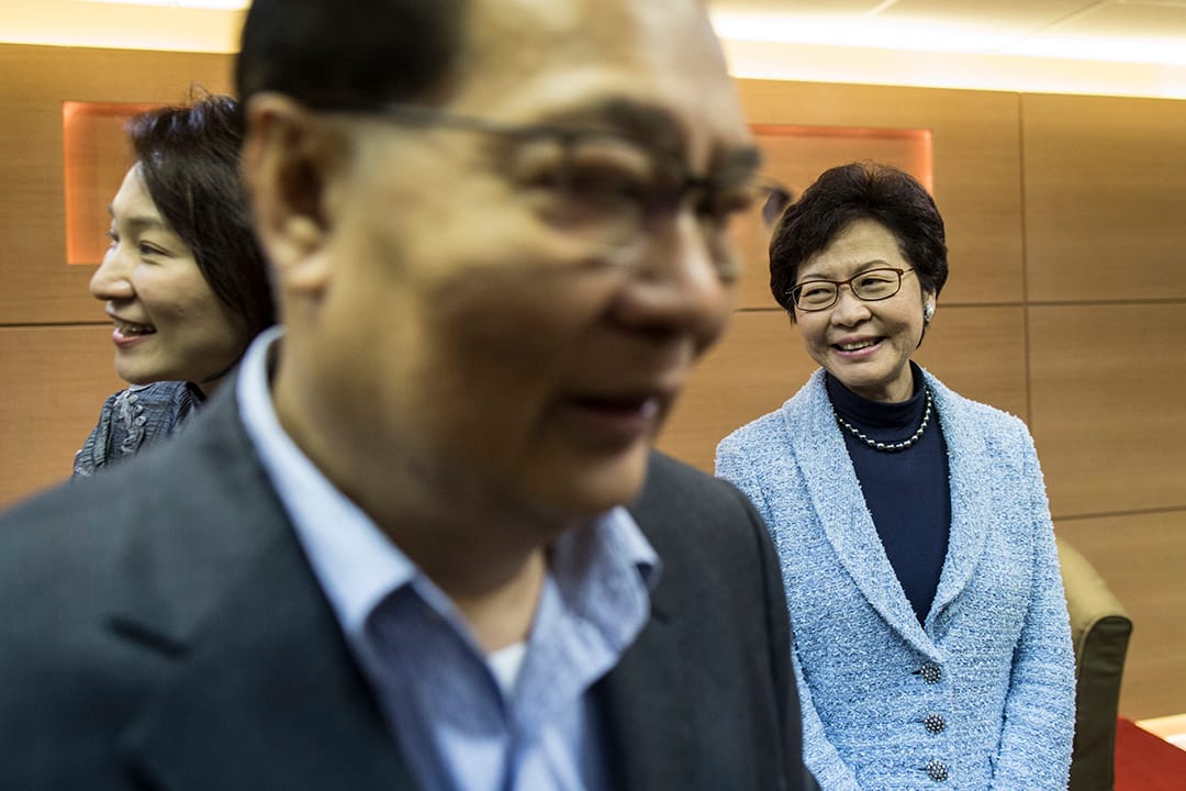 特首候選人林鄭月娥與民建聯選委閉門會面。