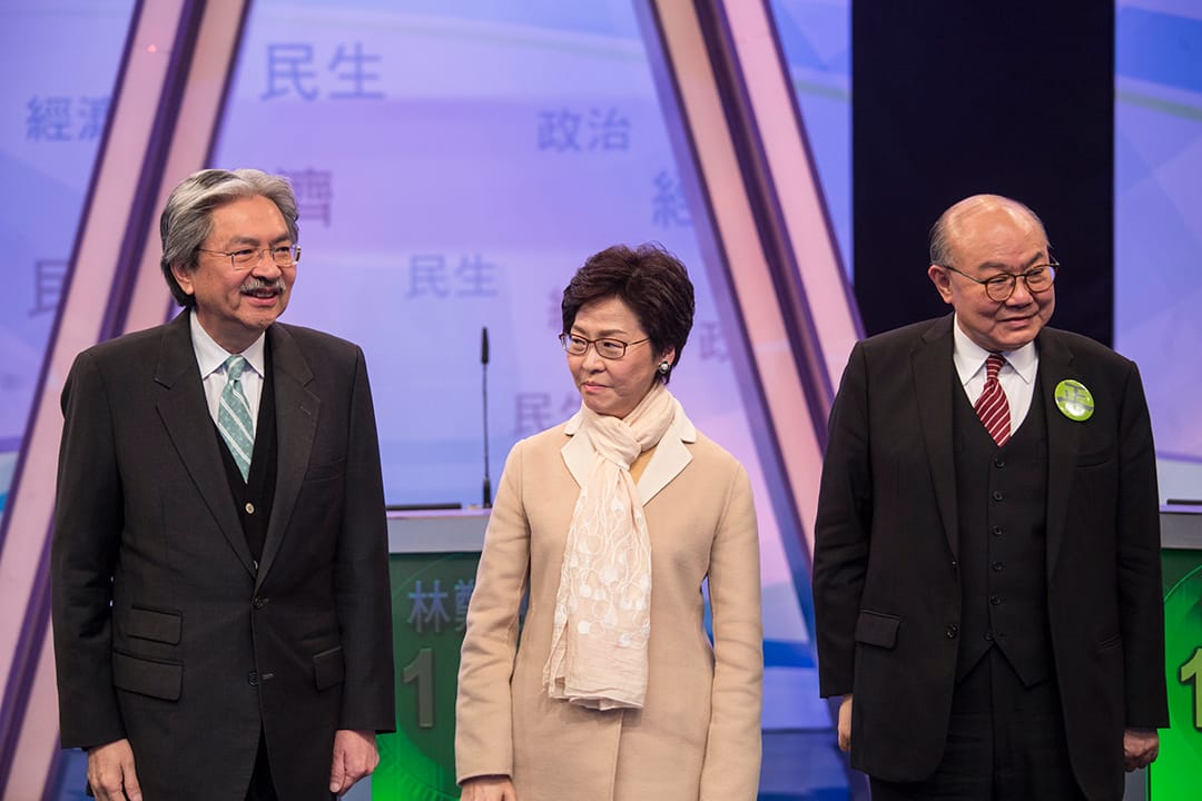 2017年3月14日,三名特首候選人出席七大電子傳媒舉辦的選舉論壇。