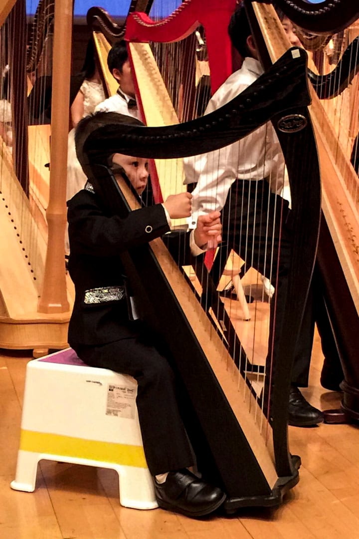 世界豎琴大會中年紀最小的大合奏表演者只有5歲。