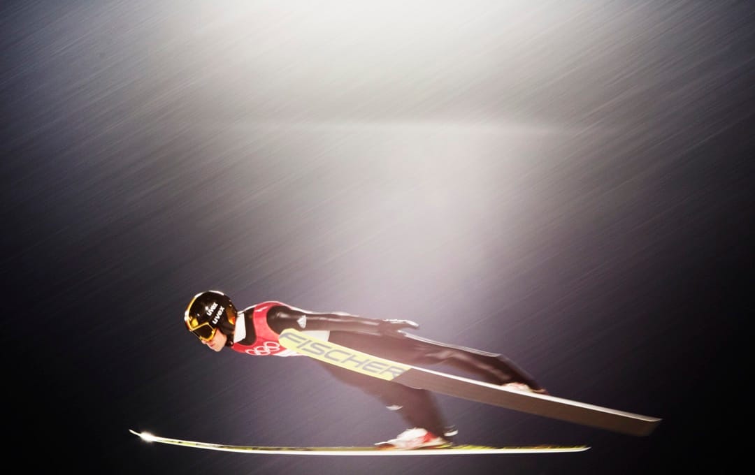 2018年2月16日，德国跳台滑雪选手 Andreas Wellinger 挑战男子单人高台项目个人资格赛。