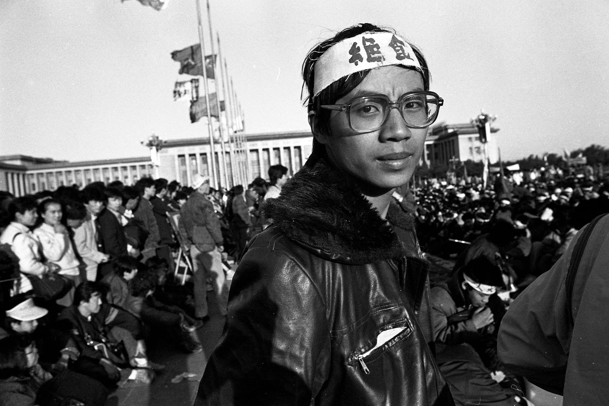 1989年5月14日,天安门广场上的王丹。