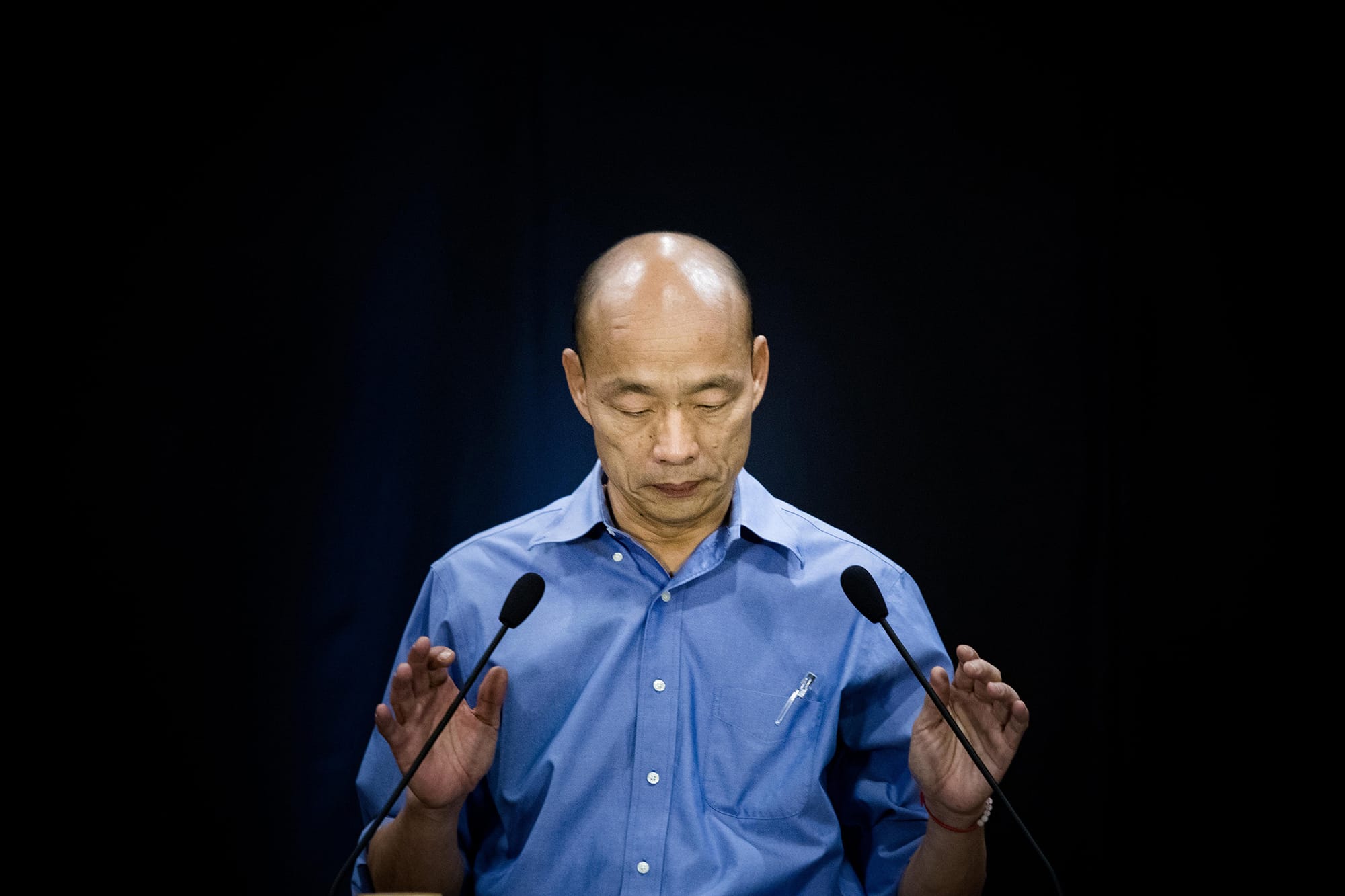 2019年6月25日，韓國瑜於高雄出席國民黨總統初選「國政願景電視發表會」。