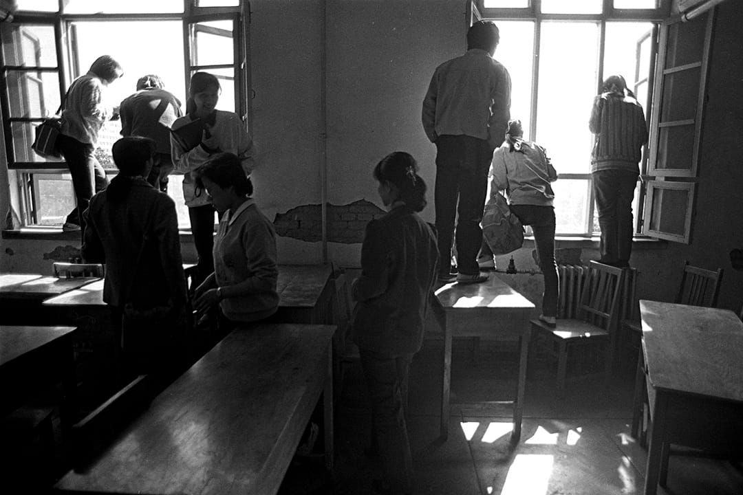 1989年4月26日,北京高等学校学生联合会记者会。