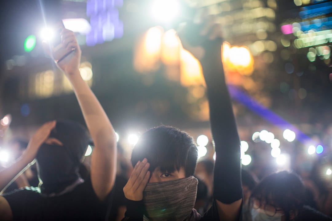 2019年8月22日,中學生到中環參與「罷課不罷學」反修例集會。