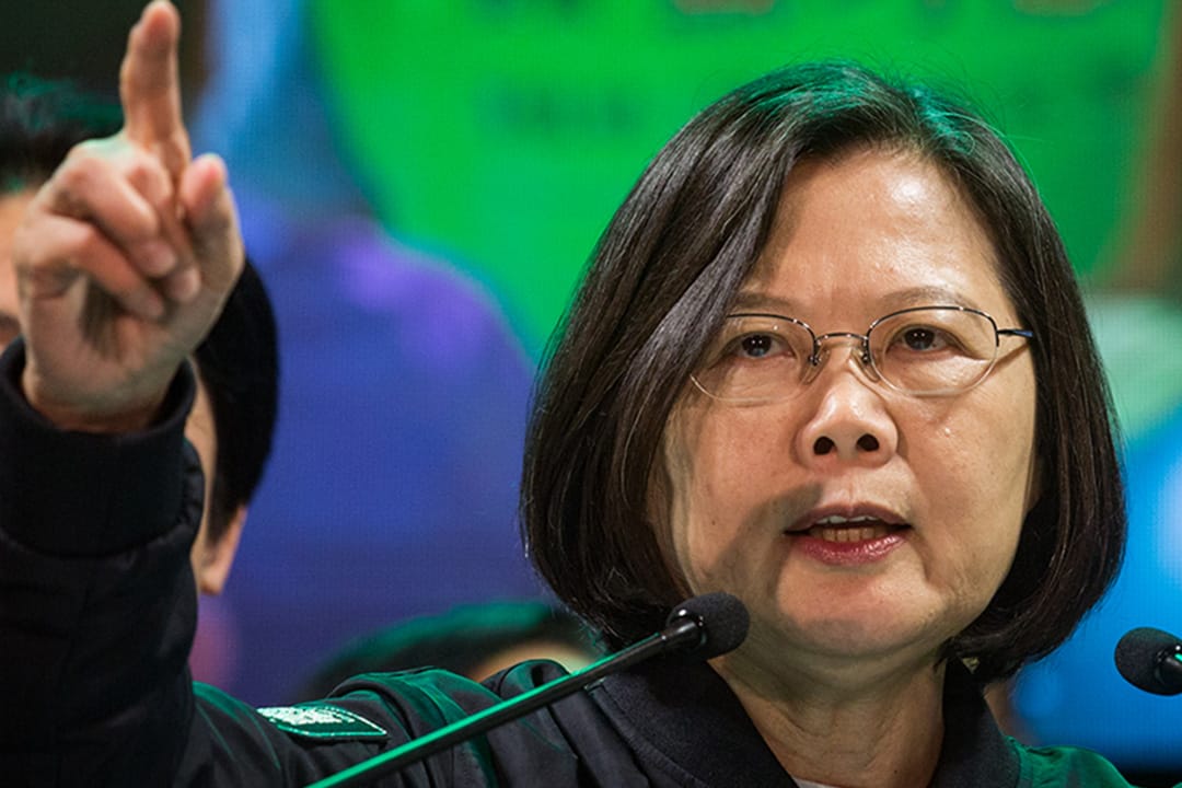 2020年1月8日,蔡英文在彰化的造势晚会上发言。