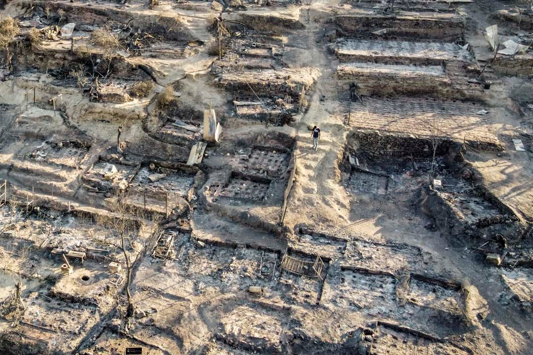2020年9月9日,希臘萊斯沃斯島、莫里亞難民營被火災燒成灰燼。