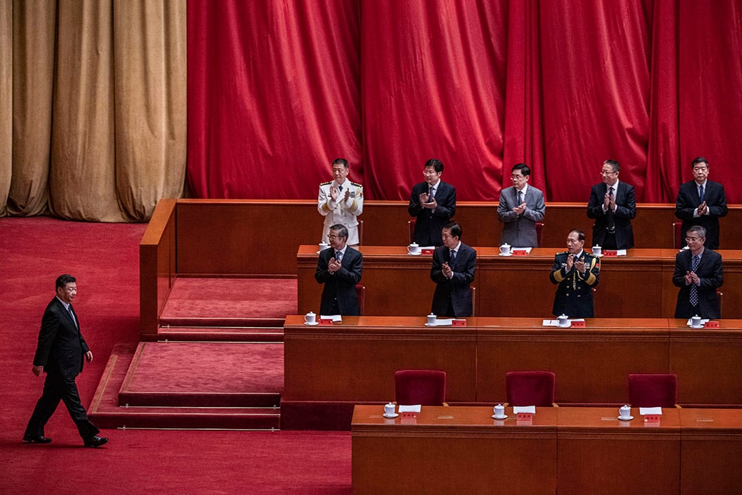 2020年10月23日中國北京,中國國家主席習近平在中國舉行的慶祝中國抗戰勝利70週年的儀式上。