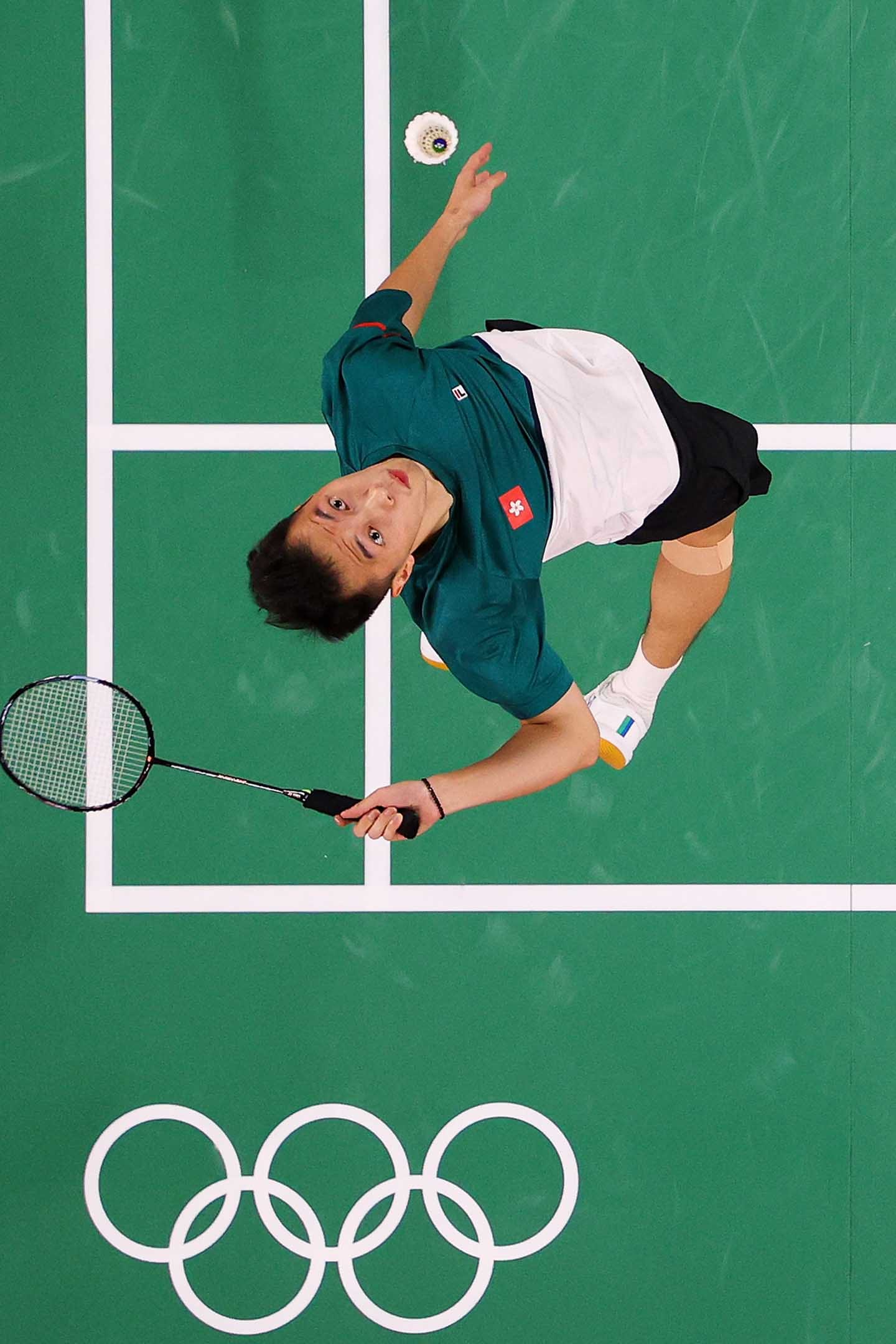 2021年7月28日東京奧運會,香港隊的伍家朗與危地馬拉隊的凱文·科登比賽。