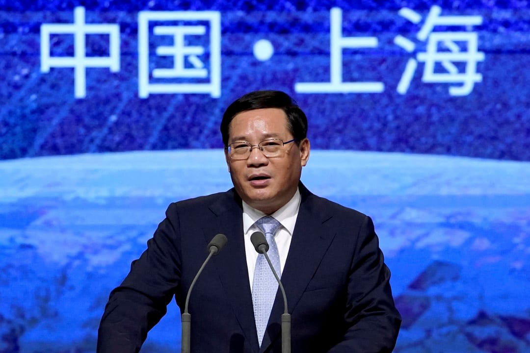 2020年7月9日,时任上海市委书记李强在上海举行的世界人工智能大会 (WAIC) 开幕式上发表讲话。