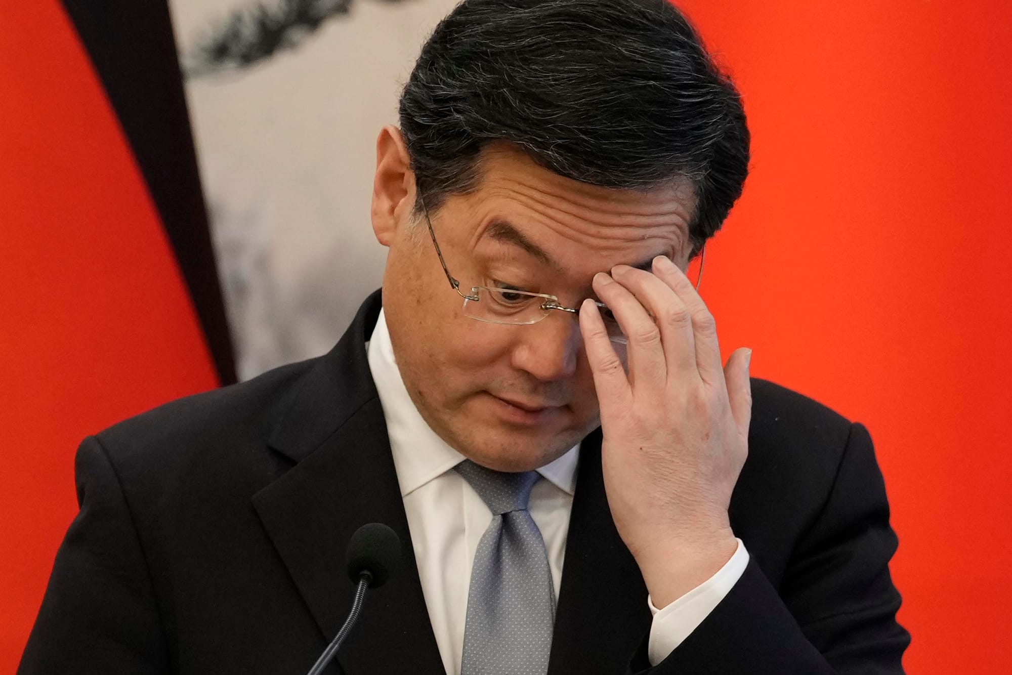 2023年4月14日,北京釣魚台國賓館,中國外交部長秦剛與德國外交部長安娜萊娜·貝爾博克舉行記者會。攝:Suo Takekuma/Pool via Getty Images