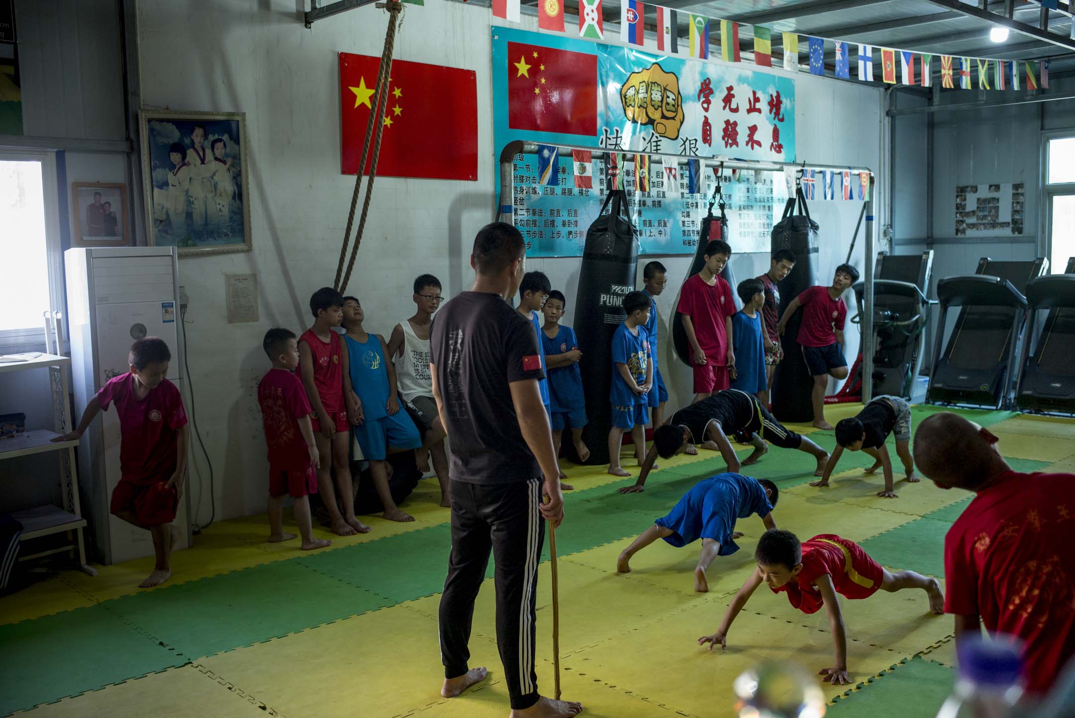 2018年，容城一所拳擊學校的訓練情況。攝：林文清/端傳媒