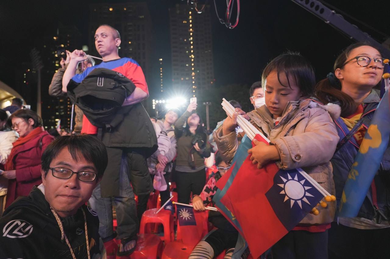 2024年1月13日，台湾大选开票，侯友宜竞选总部开票现场。摄：黄永俊/端传媒