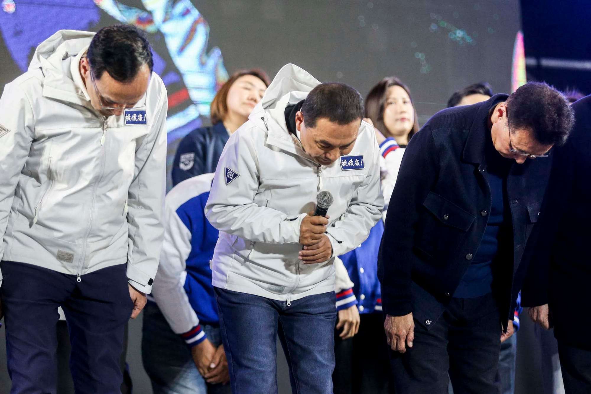 2024年1月13日,台灣大選開票,侯友宜競選總部開票現場。攝:黃永俊/端傳媒