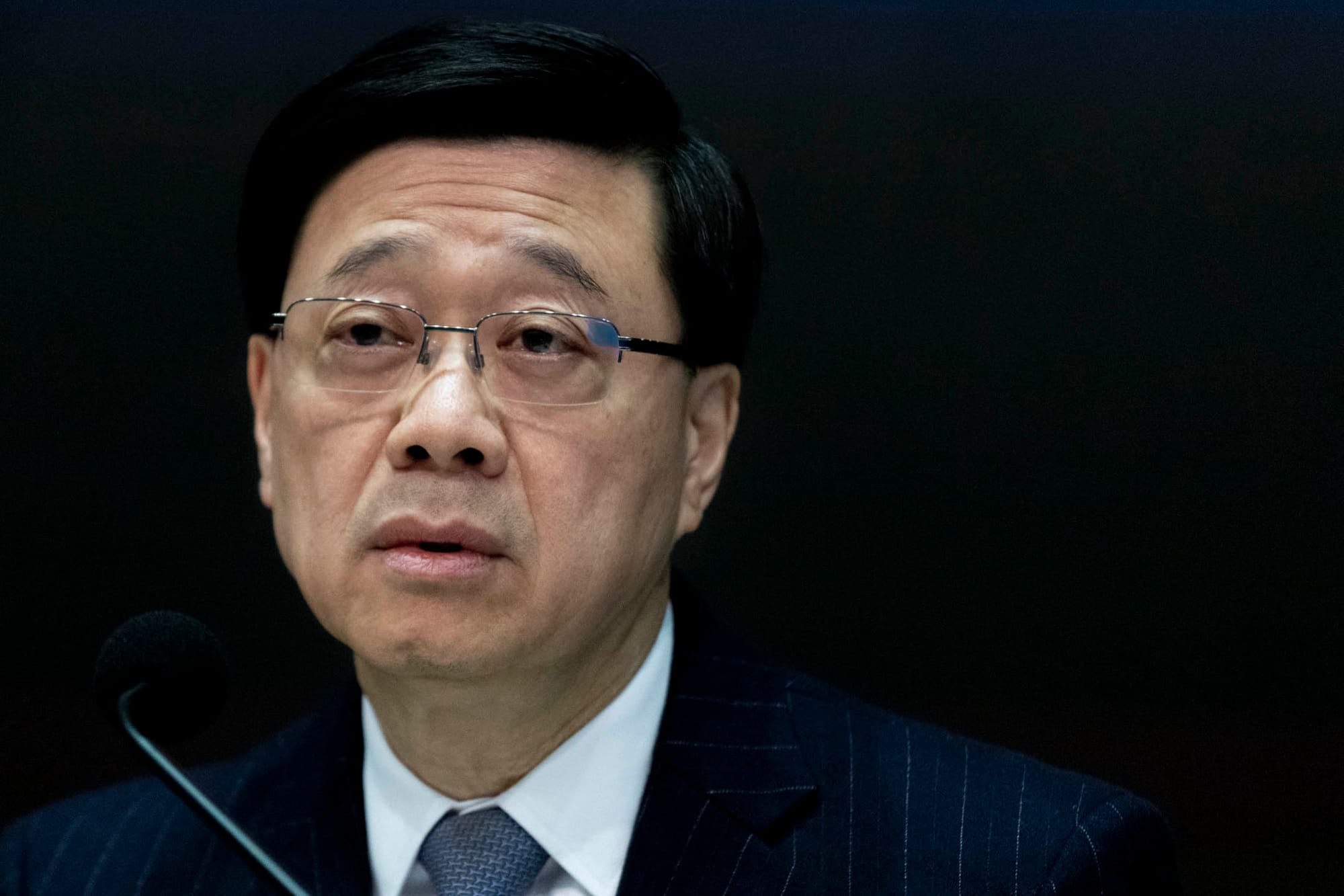 2024年1月30日，行政長官李家超主持「維護國家安全：《基本法》第二十三條立法公眾諮詢」記者會 。攝：林振東/端傳媒