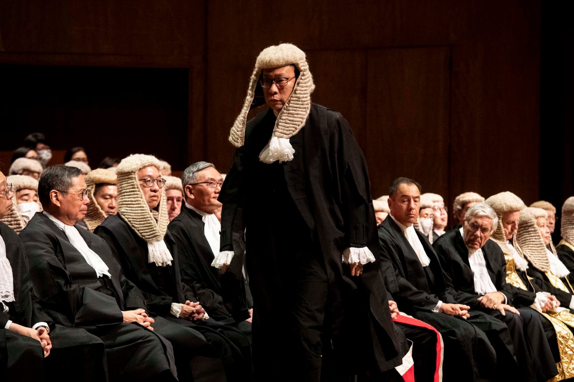 2024年1月22日,大律師公會主席杜淦堃在法律年度開啟典禮上發言。攝:林振東/端傳媒