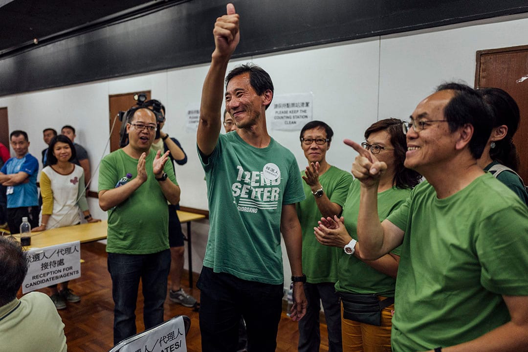 城鄉共生連線的姚松炎參選置富區議員，最終落敗。攝：Anthony Kwan/端傳媒