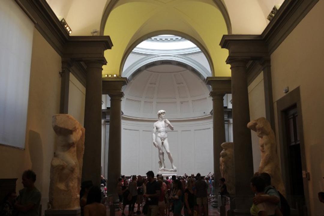 佛罗伦斯美术学院美术馆收藏米高安哲罗(米开朗基罗)的“大卫像”。摄:Fredrik von Erichsen/dpa