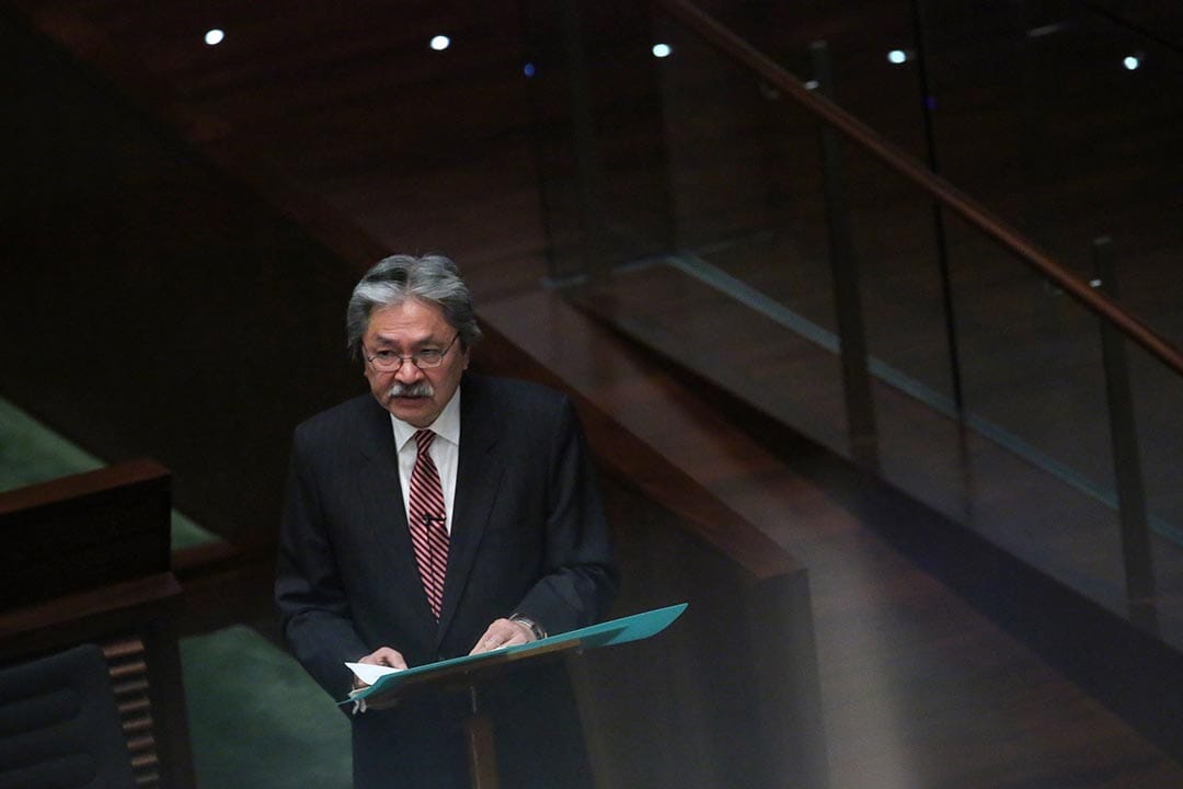 2016年2月24日，香港財政司司長曾俊華宣讀財政預算案。攝：盧翊銘/端傳媒