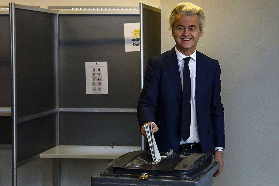 2017年3月15日,自由黨領導人Geert Wilders於荷蘭海牙投票。