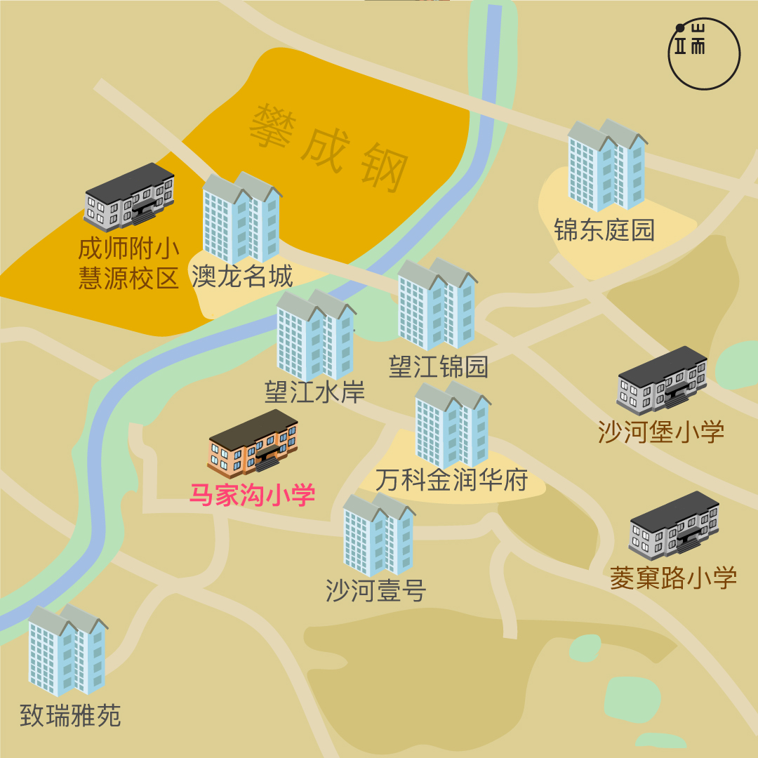 马家沟小学和附近楼盘地形图