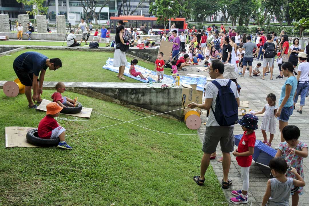 新加坡国家博物馆外的快闪冒险游戏场。