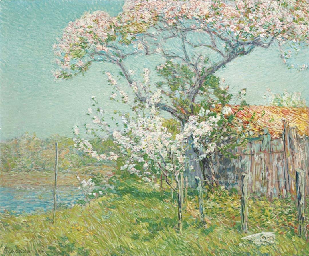 美国印象派大师查尔德•哈萨姆的作品《苹果树》(1904)。