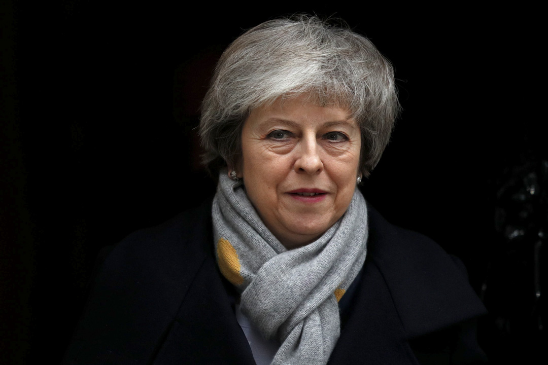 2019年1月15日，英国首相特雷莎·梅（Theresa May）于每周一次的内阁会议后离开唐宁街十号。