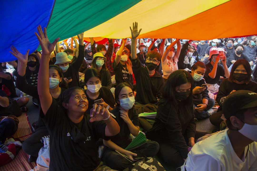 2020年8月16日，泰国曼谷举行的民主集会，有LGBTQ维权人士参加。