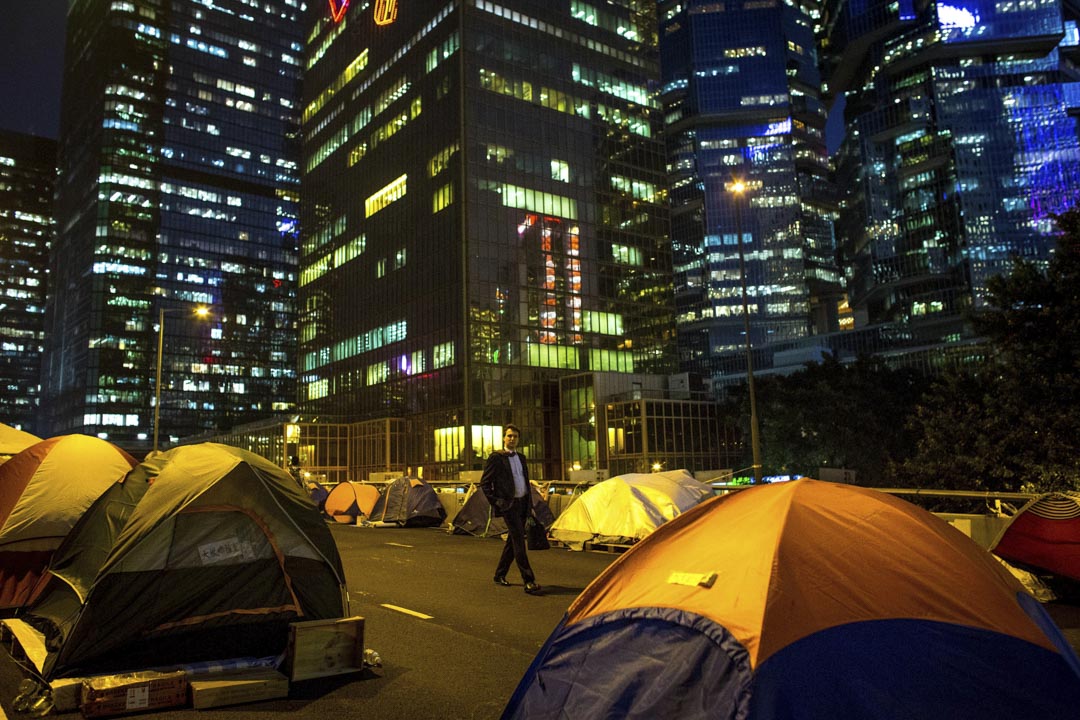 2014件11月20日，雨伞运动金钟占领现场。