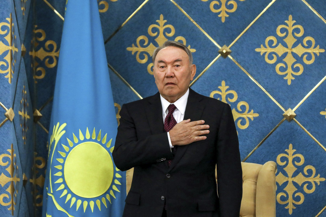 2019年3月20日：哈萨克斯坦前总统Nursultan Nazarbayev 在临时总统Kassym-Jomart Tokayev的就职典礼上。