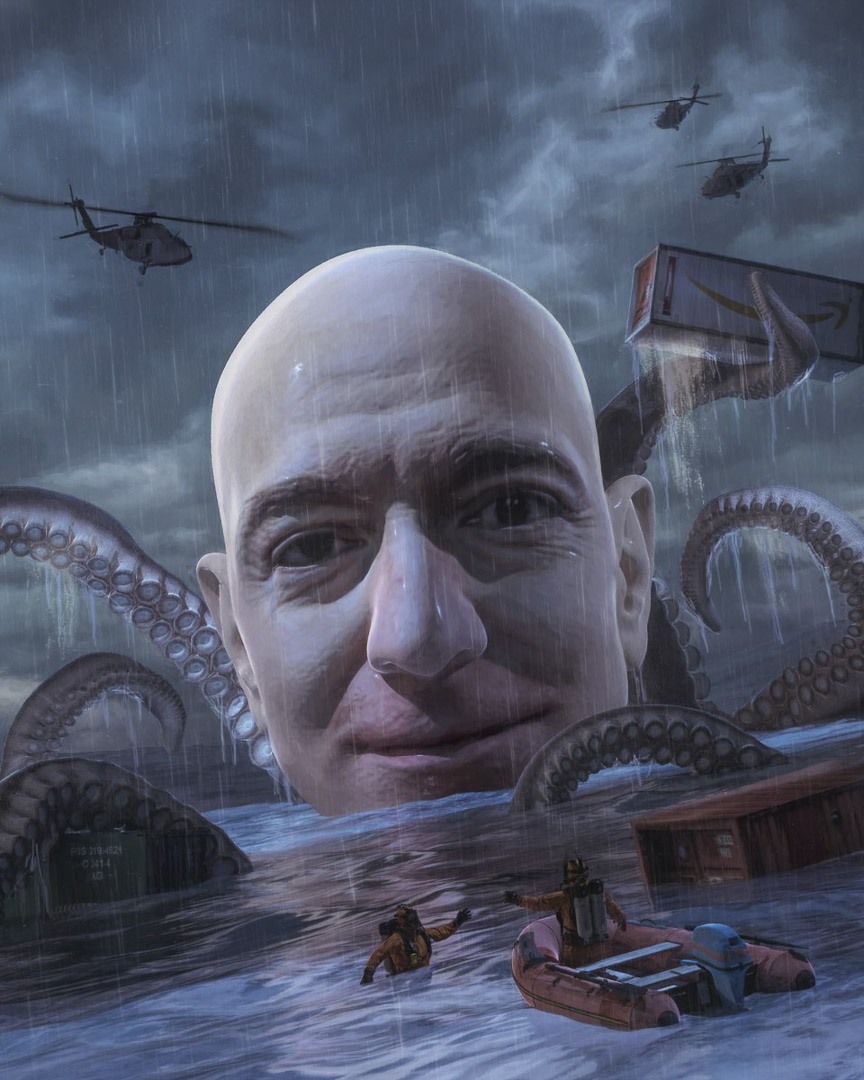 Beeple的作品 “RELEASE THE BEZOS” 。