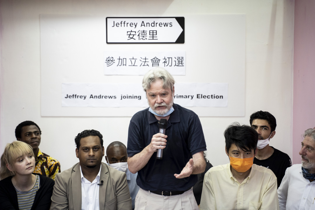 2020年6月26日，印裔社工Jeffrey Andrews宣布参选立法会，Gordon作为他的支持者，出现在记者会之上。