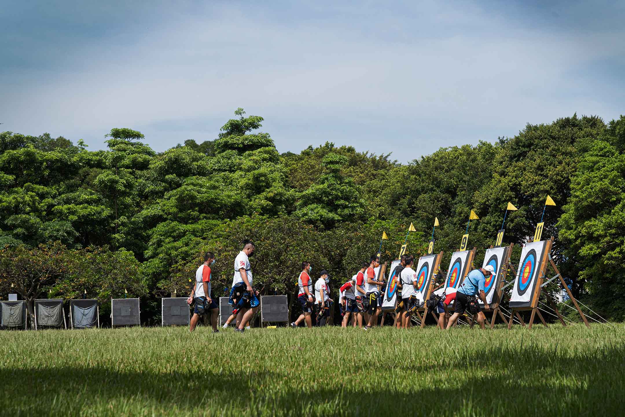 2021年8月11日台湾林口，全运会射箭选拔赛在国立体育大学中的射箭场举行。