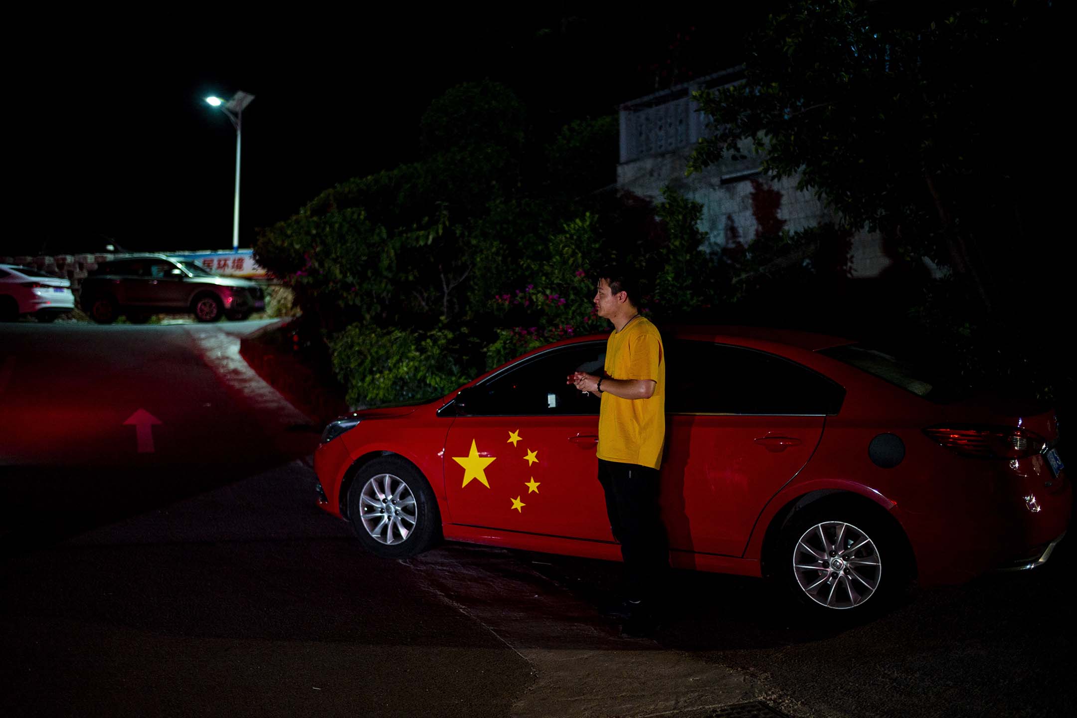 2021年5月19日，中國福建省平潭綜合實驗區，一架車輛的外觀有五星紅旗。