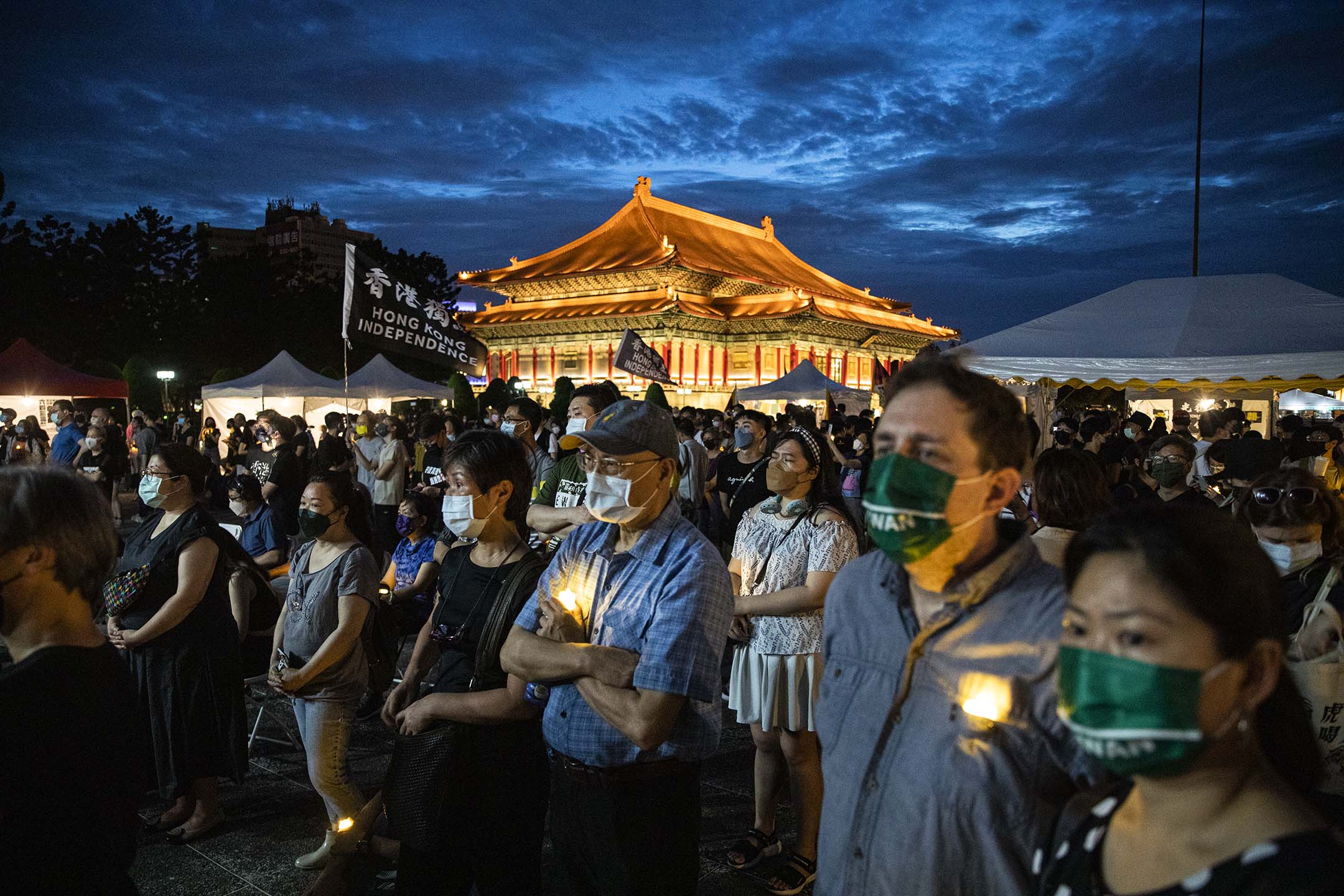 2022年6月4日，台北中正纪念堂，六四三十三周年悼念晚会。摄：陈焯𪸩/端传媒