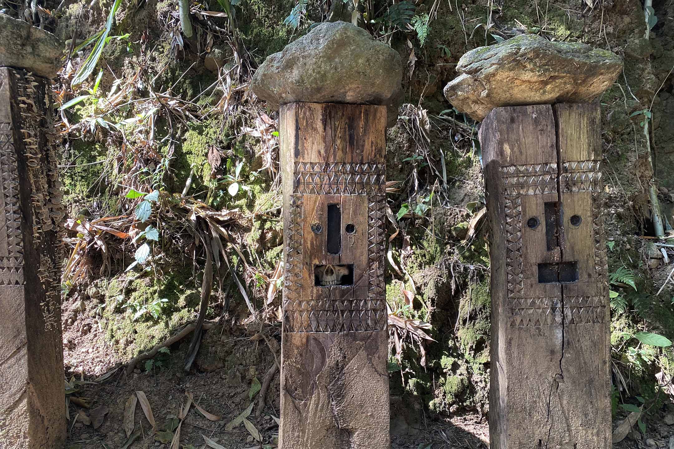 翁丁老寨景区设立的“人头桩”，是佤族感恩亡灵，祈求地方风调雨顺、岁稔年丰的胜地。图：作者提供