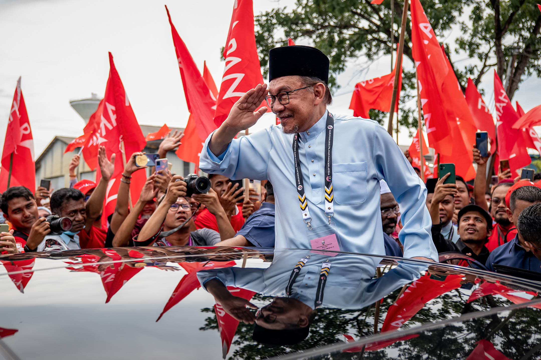 马来西亚首相、希望联盟主席安华（Anwar Ibrahim）。摄：Sadiq Asyraf/Getty Images