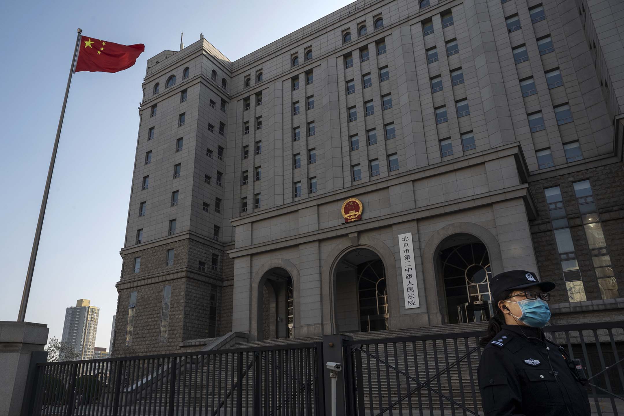 2022年3月31日，北京市第二中级人民法院。摄：Kevin Frayer/Getty Images