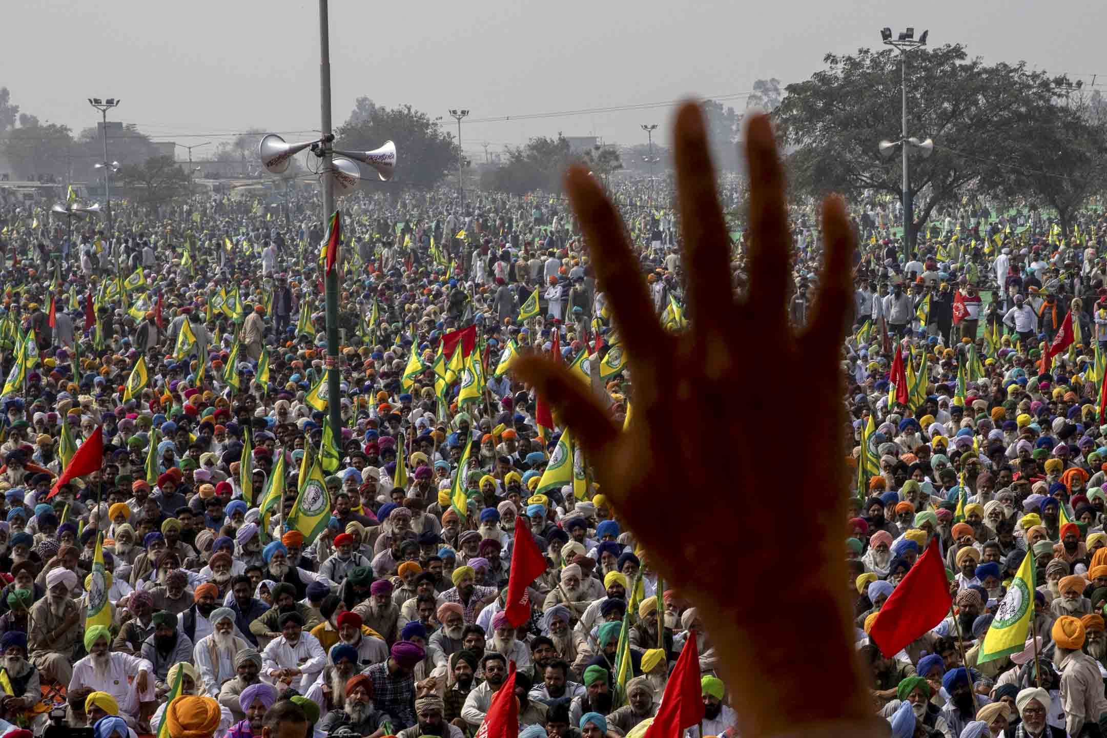 2021年2月21日，印度 Punjab 北部，农民参加反对农业法的集会。摄：Danish Siddiqui/Reuters/达志影像