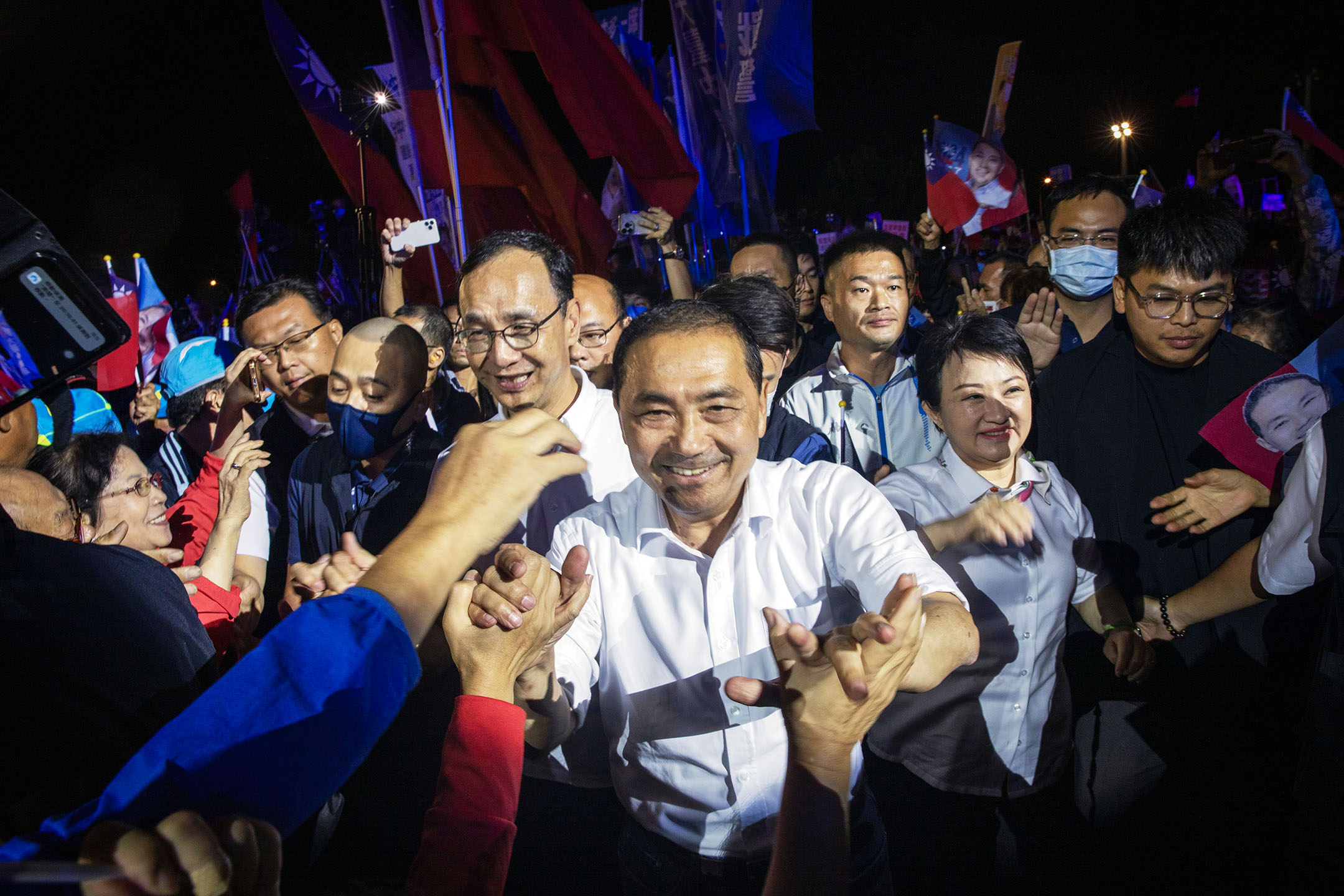 2023年10月20日，国民党总统参选人侯友宜在台中市举行造势大会。摄：陈焯辉/端传媒