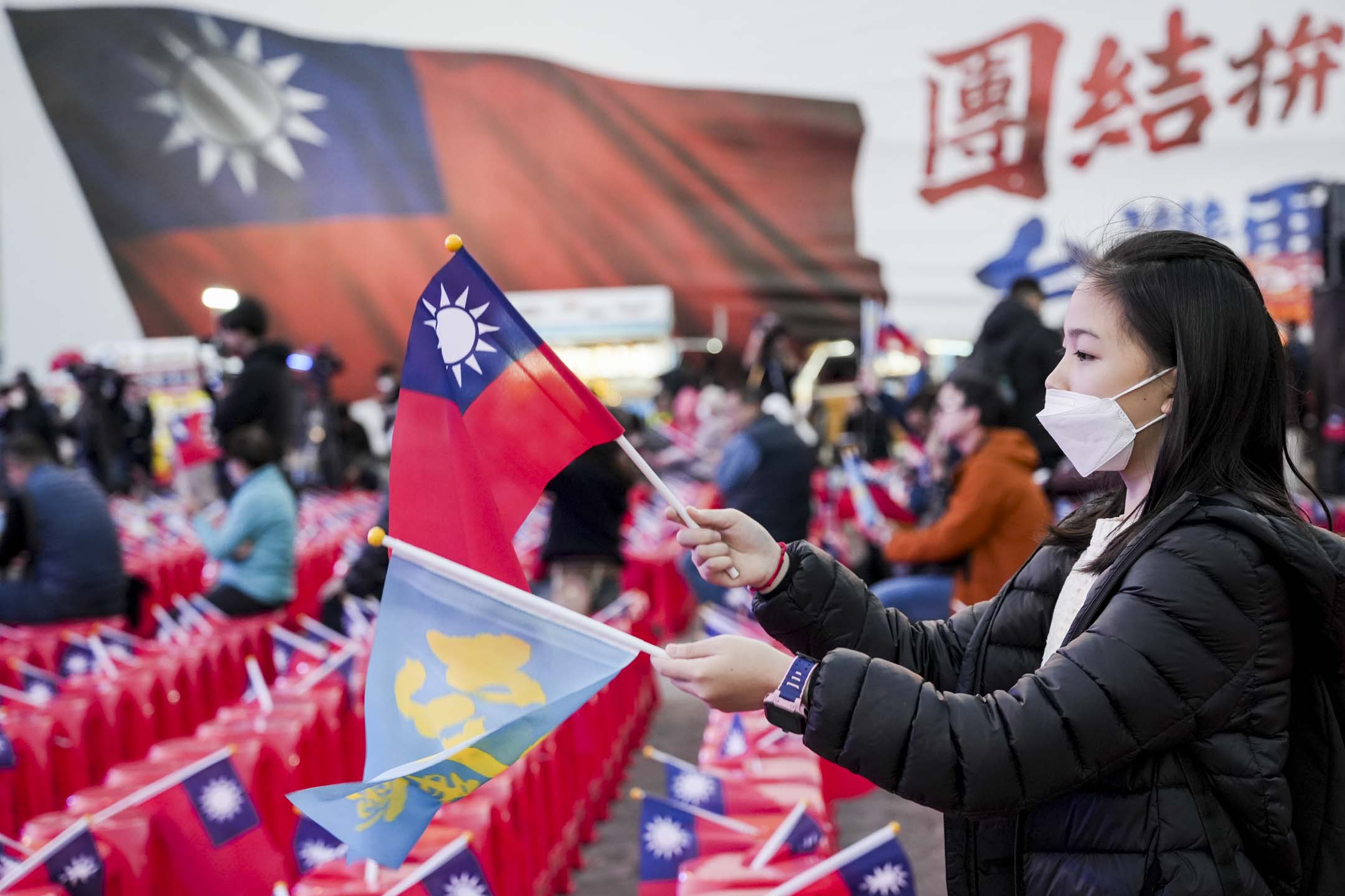 2024年1月13日，台湾大选开票，侯友宜竞选总部开票现场。摄：黄永俊/端传媒