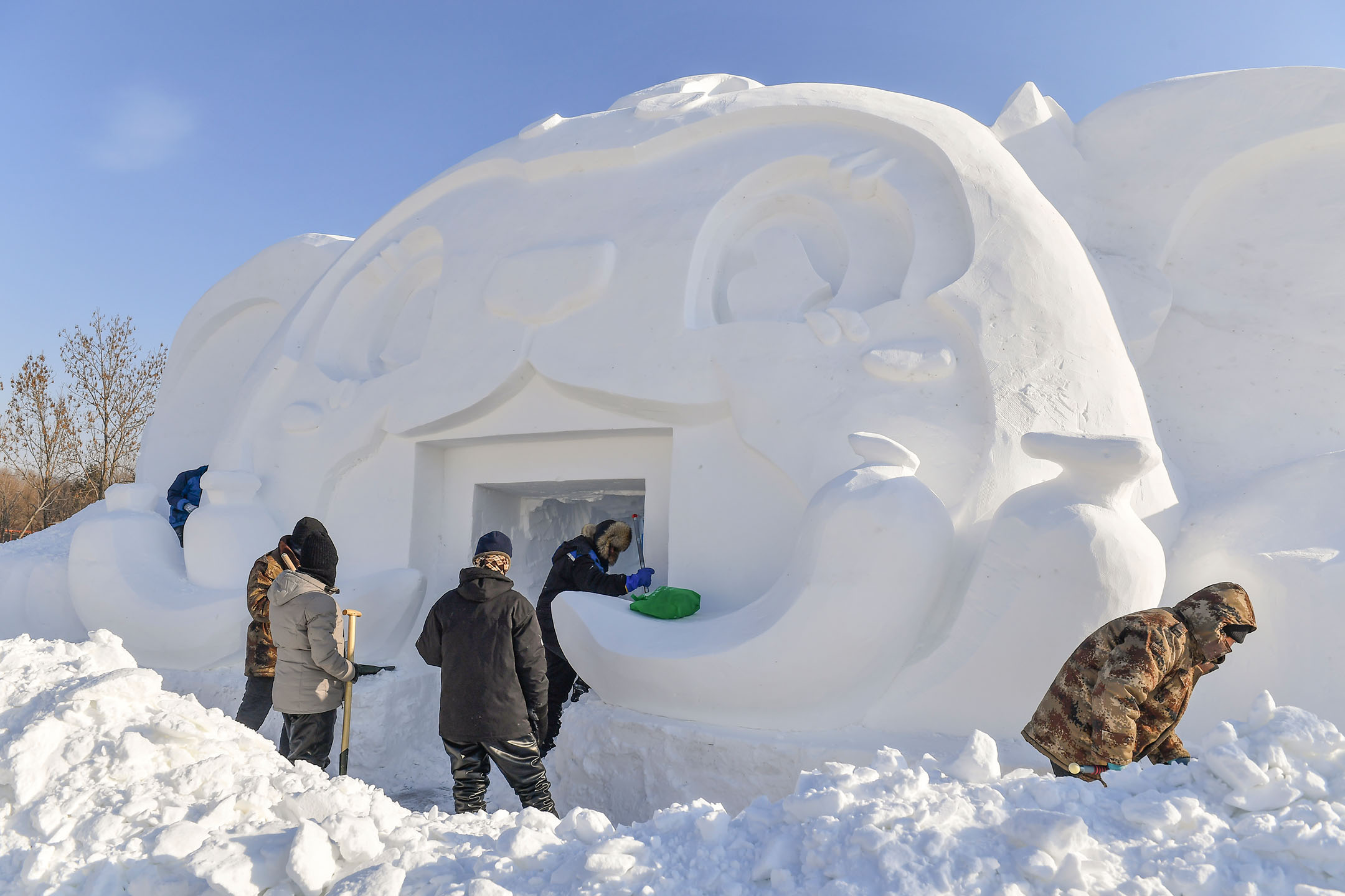 2023年12月25日，中國哈爾濱太陽島，第36屆太陽島國際雪雕博覽會。攝：Zhe Ji/Getty Images