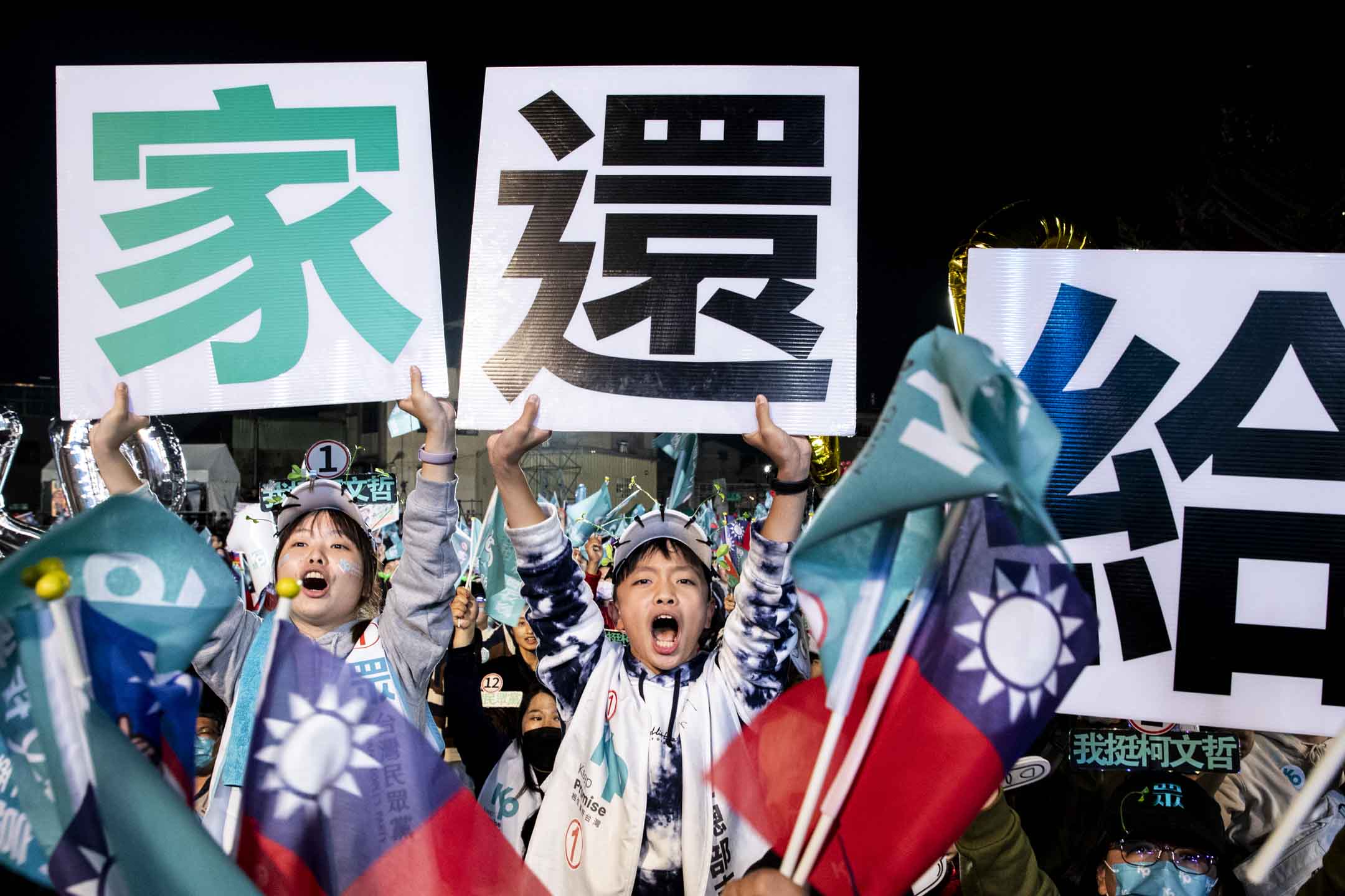 2024年1月6日，民众党总统候选人柯文哲台中造势大会。摄：林振东/端传媒