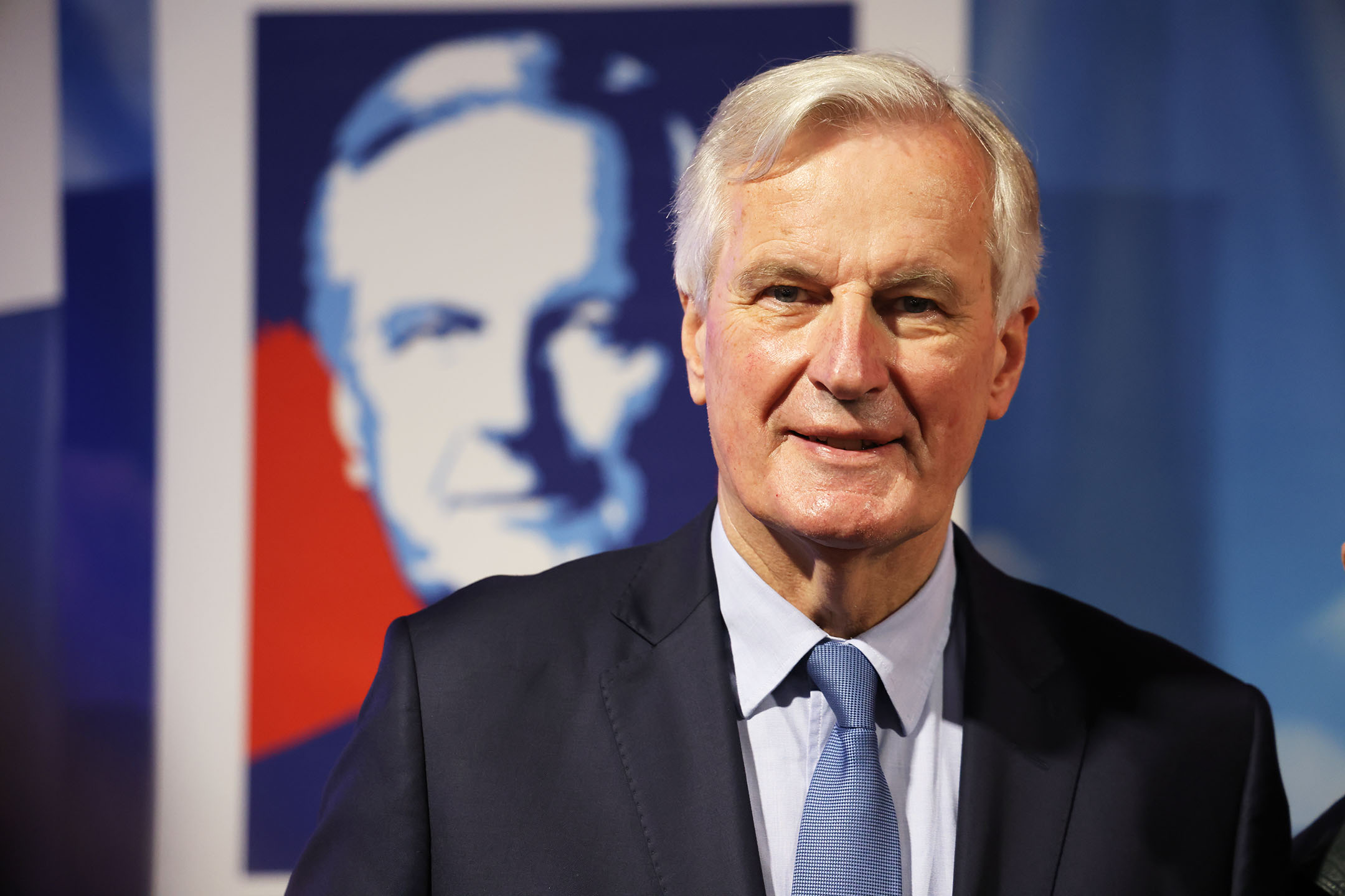 2021年11月27日，法国萨尔拉，米歇尔·巴尼埃尔（Michel Barnier）出席共和党大会。摄：Jean-Pierre BOUCHARD/Gamma-Rapho via Getty Images