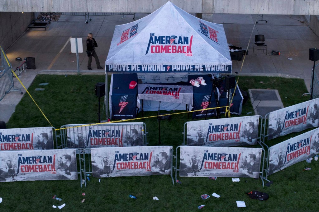 This image has an empty alt attribute; its file name is 2025-09-11T184952Z_914493503_MRPRC2JPGALKV32_RTRMADP_3_USA-UTAH-SHOOTING-CHARLIE-KIRK-W.jpg