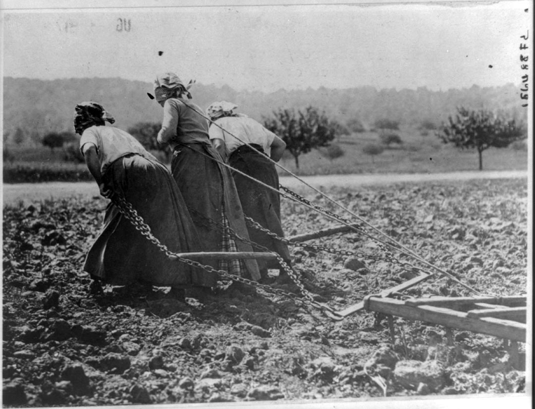 1916至17年間,三位女農民在田間工作。攝:Library of Congress/Handout via Reuters